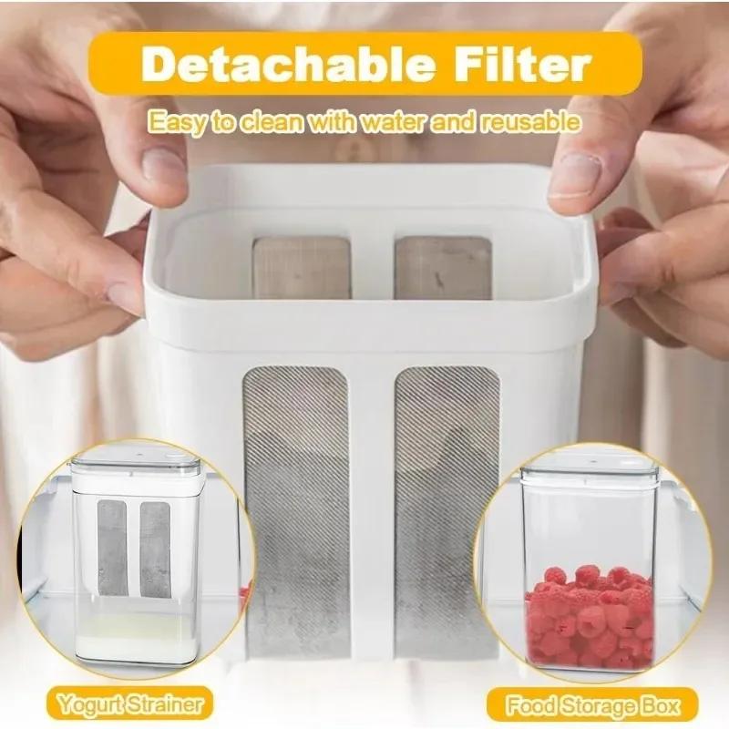 Joghurtfilter, hausgemachter griechischer Joghurtbereiter mit Deckel, Käse-Feuchtigkeitsabscheider, Sieb, Netz, Molketrennung, Lebensmittelwerkzeuge, Feuchtigkeit