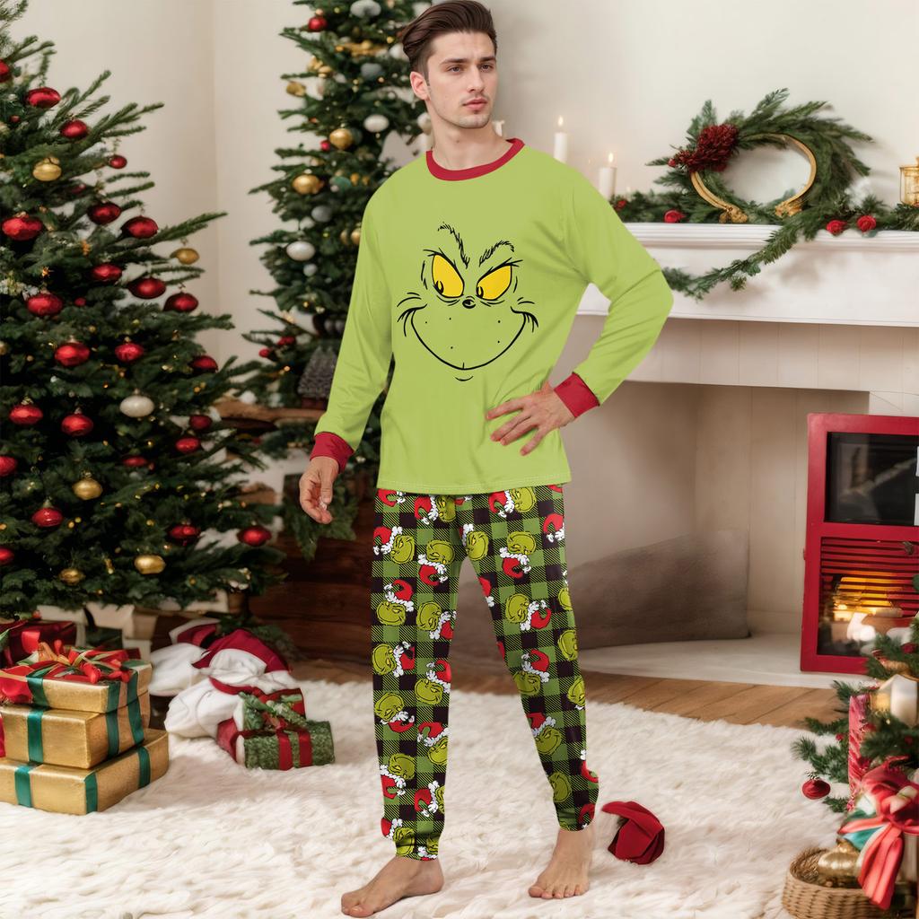 Christmas Print Cute Family Set Pajamas, Home Clothes, Family Set Long Sleeve Top Pants Set