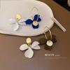 Boucles d'oreilles asymétriques fleur de Mori coréennes ins simples petites fraîches boucles d'oreilles tempérament boucles d'oreilles douces