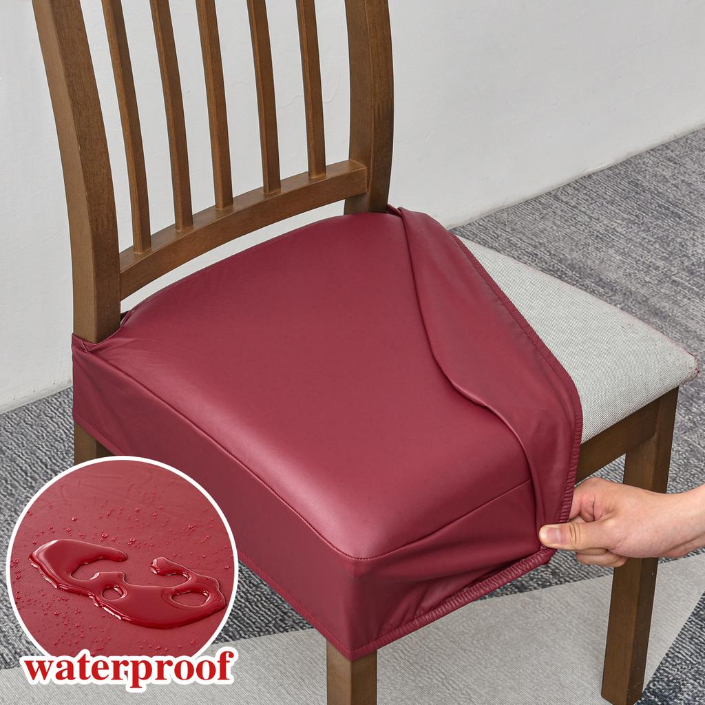 Waterproof seat covers for dining chairs Pu leather chair seat covers without back covers removable washable chair protector