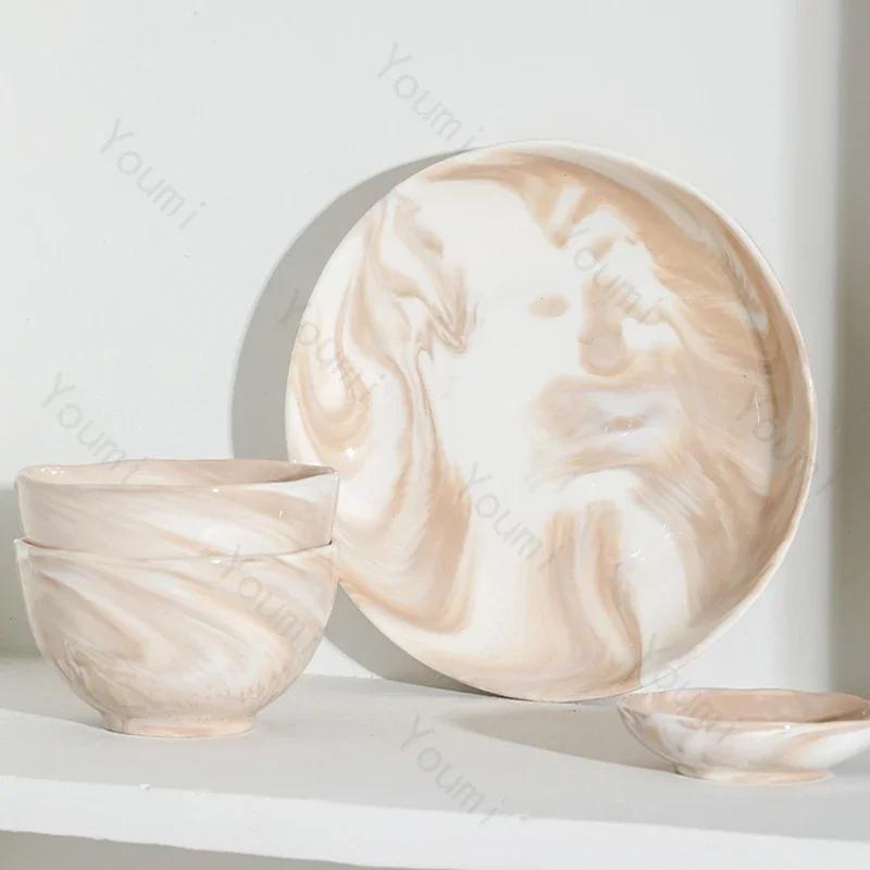 French Style Ceramic Plate Light Luxury Restaurant Salad Dessert Plates Delicious Dishes Deep Plate High End Household Tableware