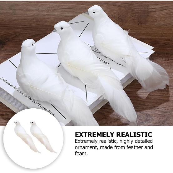 PRETYZOOM 2pcs White Christmas Birds Artificial Peace Dove Ornament Christmas Bird Ornaments with Clips Christmas Tree Bird Ornament Decorations