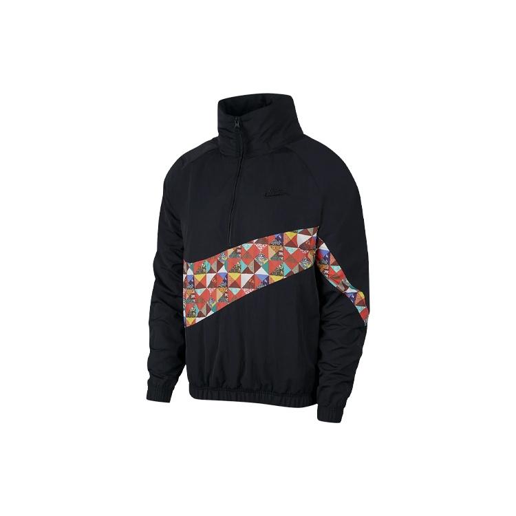 Nike Big Swoosh logo Contrasting Colors Sports Jacket Black Men s CI7690-010 L