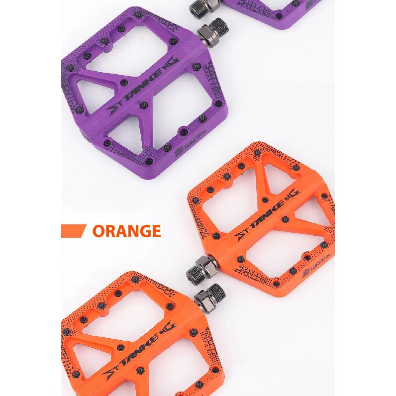 TANKE Bike Pedals Non-Slip Nylon MTB/Road Bicycle Pedals Bearing Cycling Footrest Black/Red/Gray/Orange