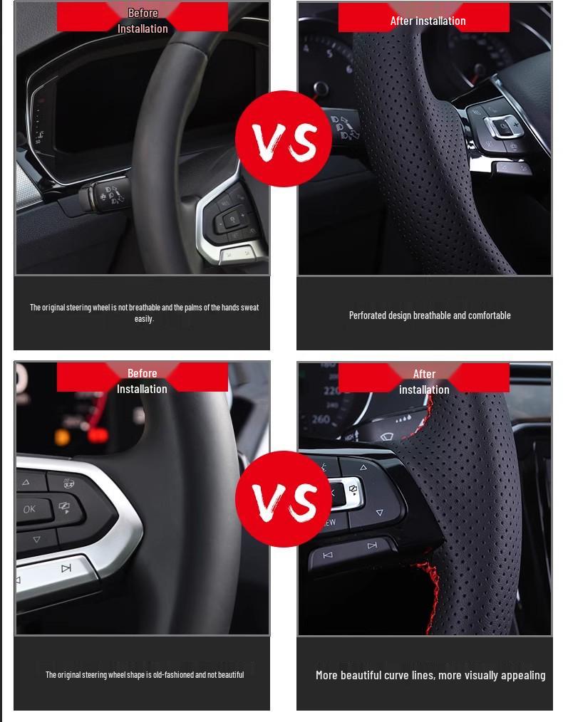 Genuine Leather Suede Steering Wheel Cover for Baojun 530/730 (2017-2021) - Hand-Stitched and Fully Wrapped.