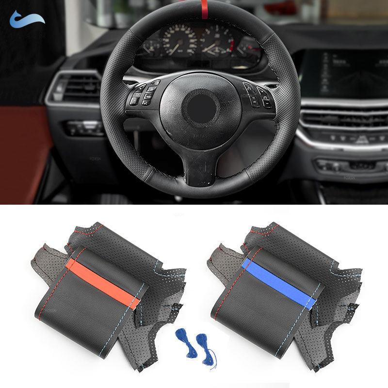 For BMW M Sport 3 5 Series E46 330i 330Ci E39 540i 525i 530i M3 E46 M5 E39 Hand-stitched Perforated Leather Steering Wheel Cover