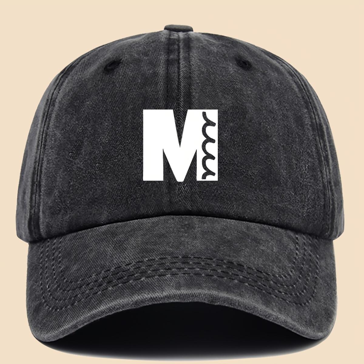 Printed  M  Washed Baseball Cap Breathable and Comfortable Unisex Retro Trucker Hat чёрный