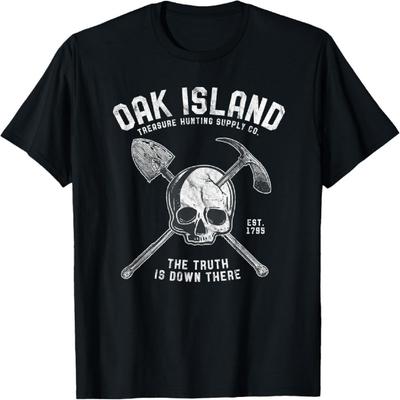 Oak Wood Skull Island Vintage Skull Templar Treasure T-Shirt