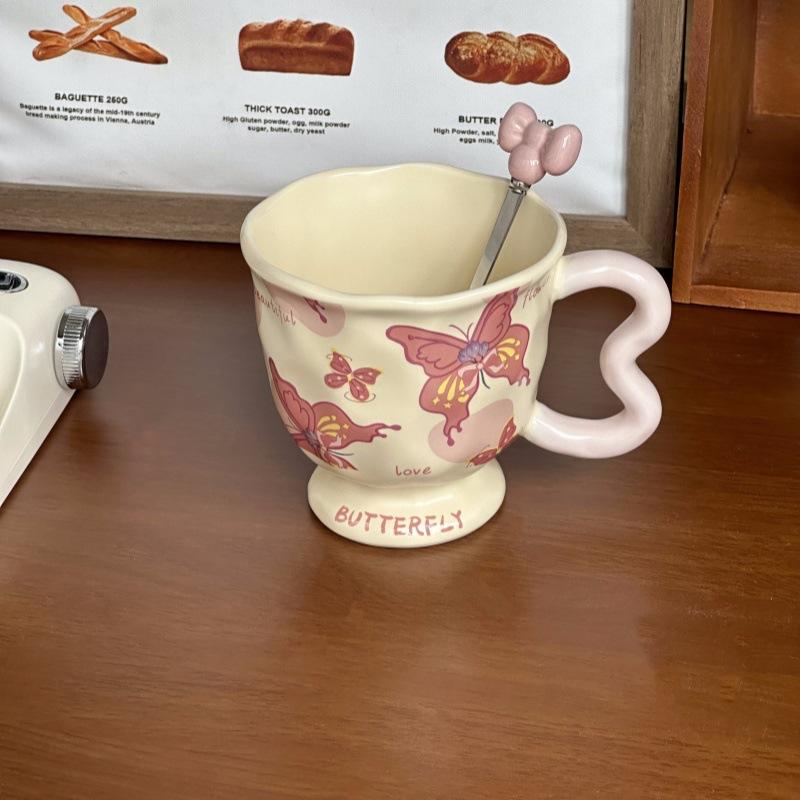 Birthday Gift for Best Friend High Looking Butterfly Ceramic Mug for Girls Practical Gift Souvenir Gift Box