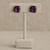 Purple Amethyst Stud Earrings, Handcrafted Cushion Cut Gemstone, Minimalist Jewelry for Women