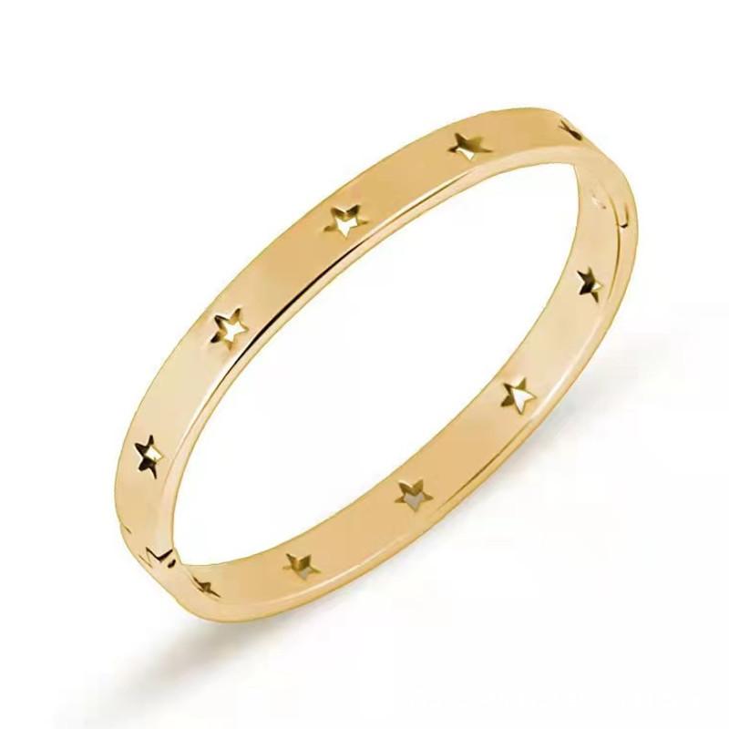 Náramok s prackou s pentagramom z titánovej ocele, Módny a všestranný náramok pozlátený 18K zlatom pre ženy, Šperky v štýle Ins