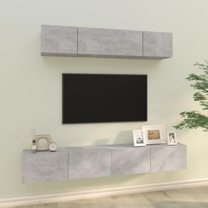 VidaXL Ensemble de meubles TV 4 pcs Gris béton Bois d'ingénierie 3114529