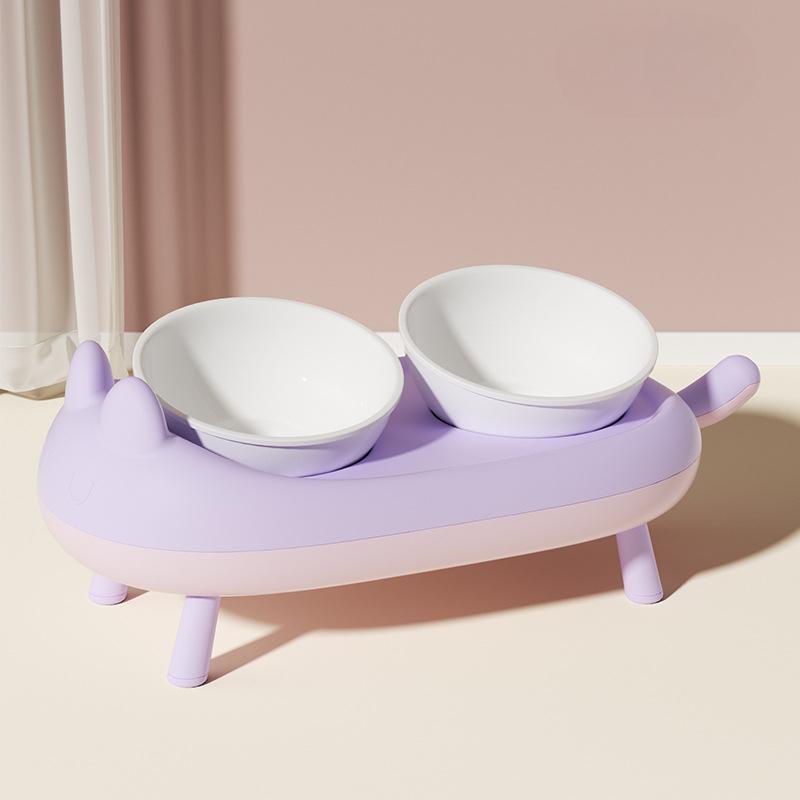 

Миска для кошек Керамическая миска для кошачьего корма Миска для кошачьего риса Высокая миска Наклонная горловина для защиты шейных позвонков и предотвращения опрокидывания Двойные миски 40*20*15cm