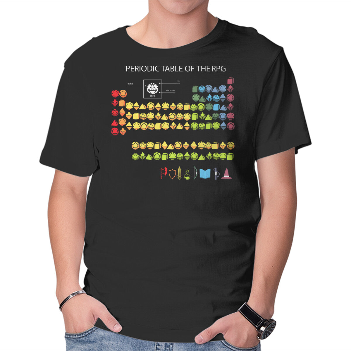 Unisex Crew Neck T-Shirt Periodic Table Of The Rpg Graphic Short Sleeve Casual Tee XS