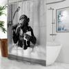 Funny Monkey Printed Shower Curtain Chimpanzee Singing In Bathtub For Bathroom Decor
