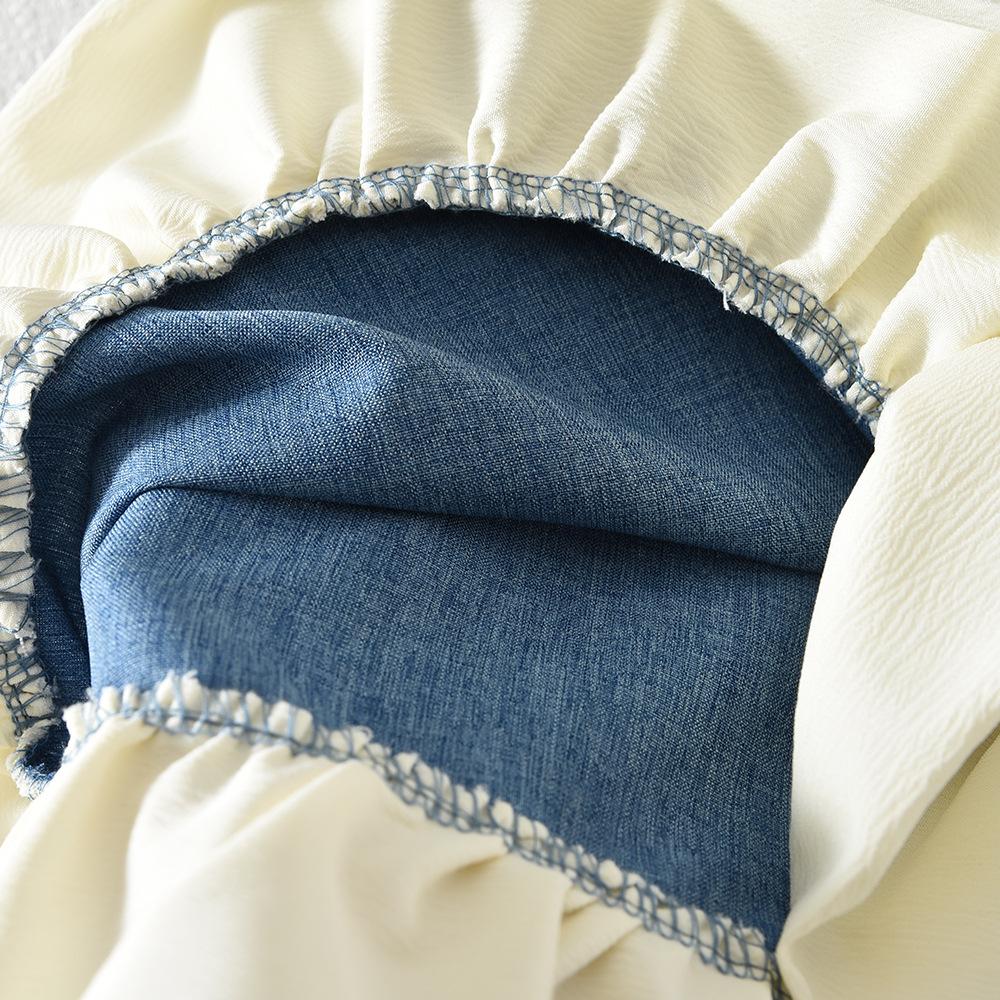 Girls and Children Korean Version of The Cute Imitation Denim Dress Summer New Sleeveless Bow Stitching Hem Skirt