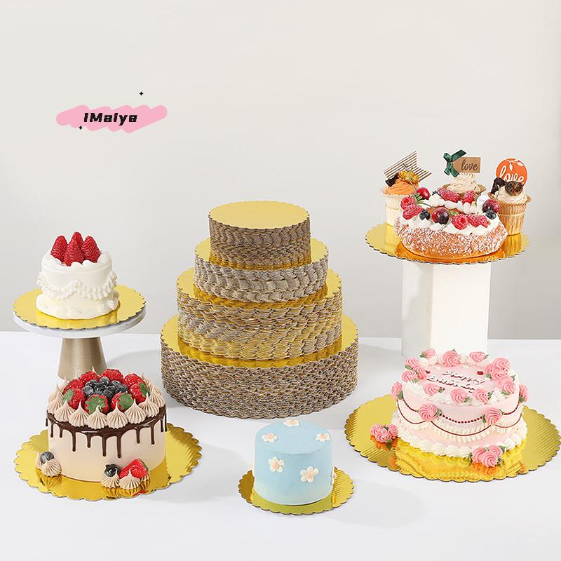 Goldene runde Kuchenplatten 4/5/6/7/8/10 Zoll Kreis Pappe Basis Cupcake Dessert Tablett für Geburtstagsparty Kuchen Dekoration Zubehör