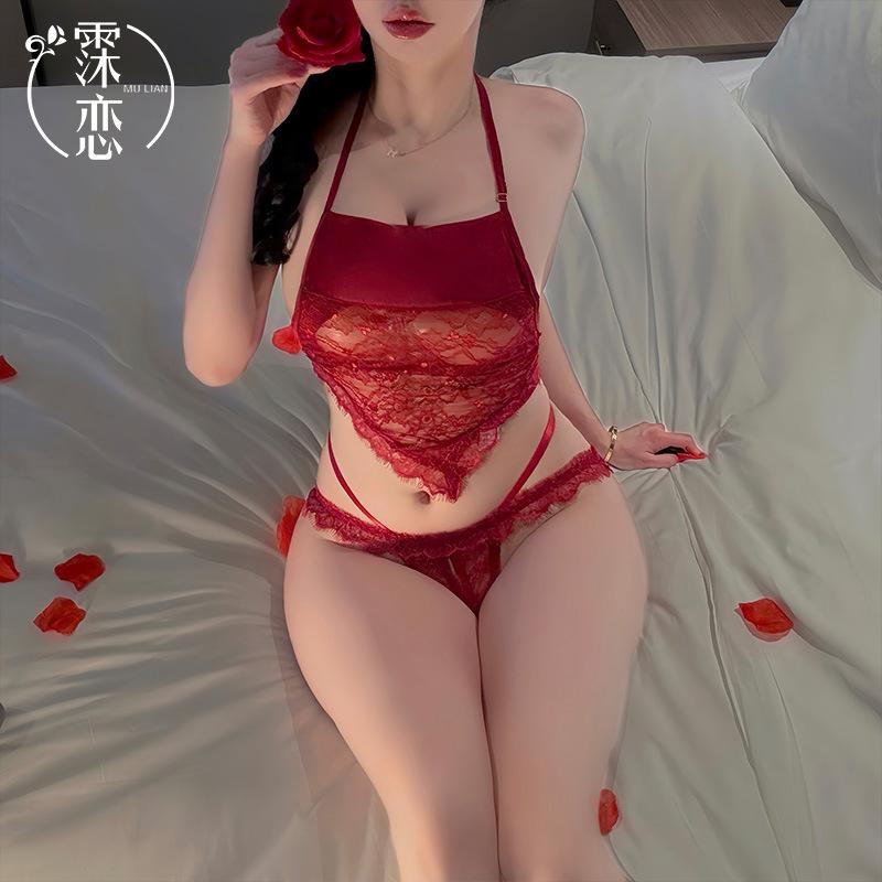 Sexy underwear hot pure desire perspective belly pocket uniform temptation passion free bed free robe