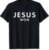 Koszulka Jesus Won | Koszulka z Chrześcijańską Wiarą | Minimalistyczna Koszulka Religijna | Prezent dla Wierzącego w Biblię | Odzież Kościelna