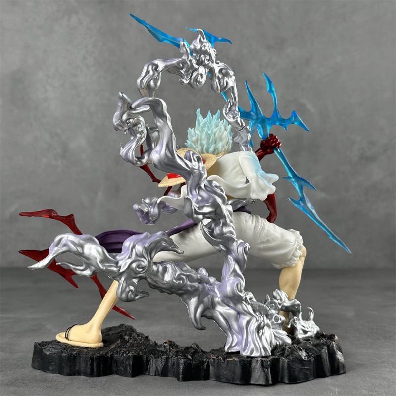 Anime Figure Gear 5 Thunderbolt Nika Luffy Toy Model Statue Collection Desktop Decoration