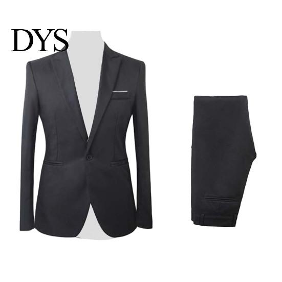 2 Pezzi/Set Uomo Formale Business Festa Tinta Unita Manica Lunga Blazer Abito Pantaloni