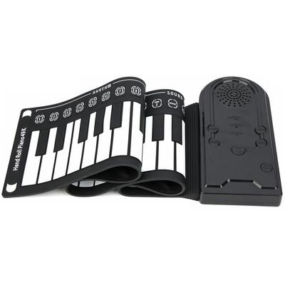 Clavier électronique portable 49 touches Piano à enrouler à la main pour enfants Débutants(Noir)