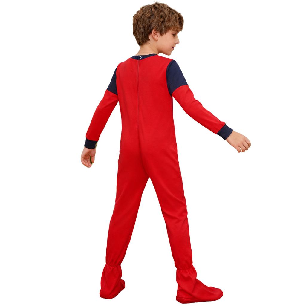 Unisex Kids Adaptive Clothing Round Neck Long Sleeve Anti Strip Back Full Zipper Color Block Footed Jumpsuit Special Needs Clothing