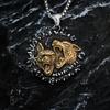 Vintage Viking Style Double Wolf Celtic Knot Stainless Steel Mens Necklace Pendant