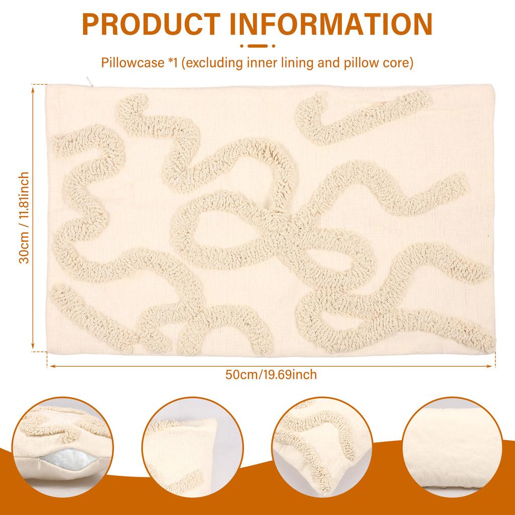 Tufted Throw Pillow Cover 30x50 CM Decorative Pillow Cushion Case Boho Neutral Throw Pillow Decoration for Bedroom Bed Couch