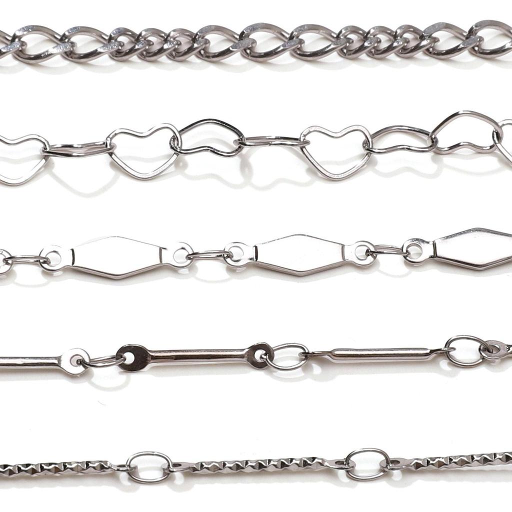 Chaîne Cœur en Acier Inoxydable de 0,5/1 Mètre Chaîne Cubaine Chaîne Punk de Base pour la Fabrication de Colliers Bracelets Bijoux Accessoires
