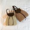 Sommerryggsekk Dame Rattan Straw Bag Casual Hollow Out Dame Vevd Strandveske Ryggsekker Dame Snøring
