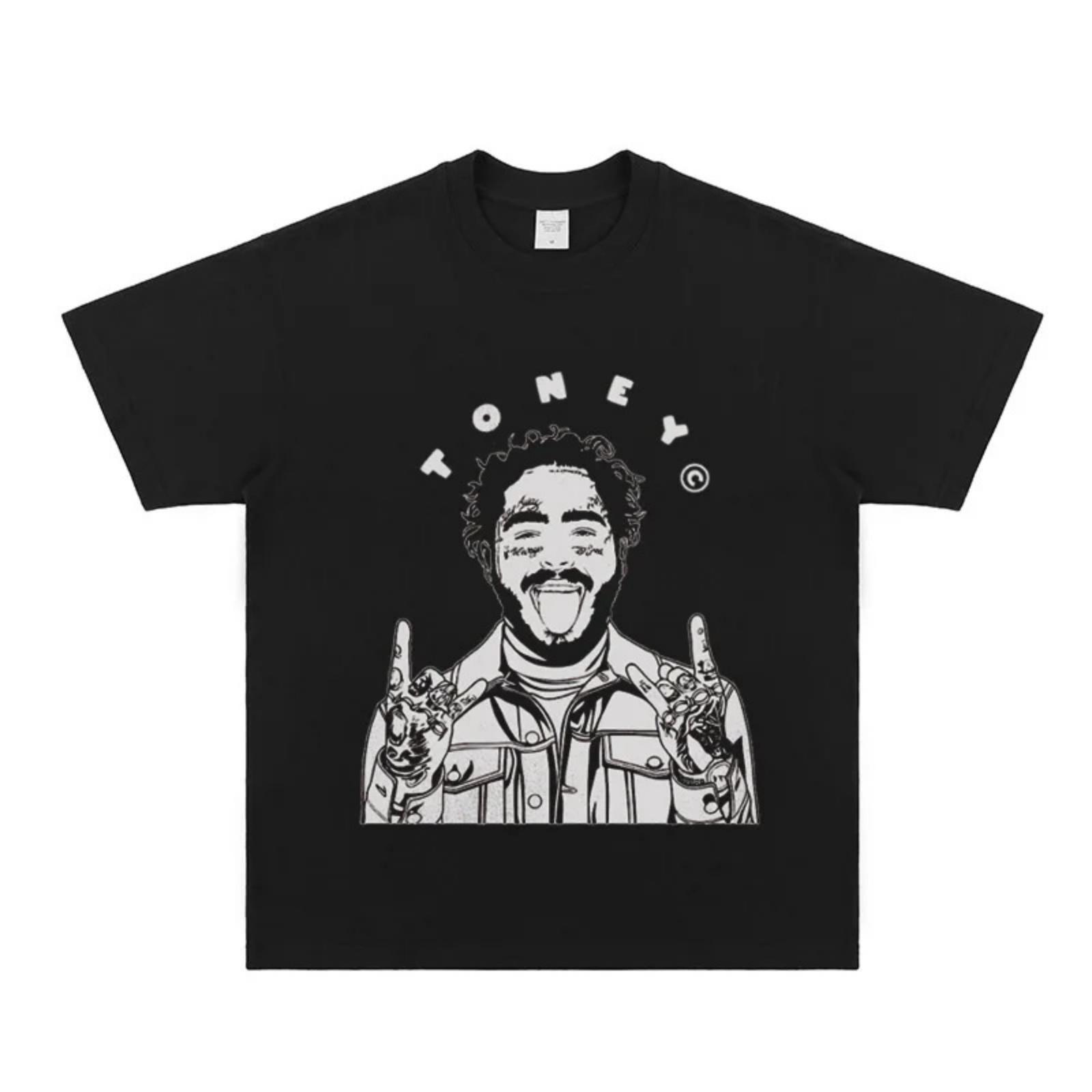

2025 Post Malone Short-sleeved T-shirt European and American Street Rock Rapper Portrait of High Quality Luxury Brand Selling XXXXXL різнокольоровий