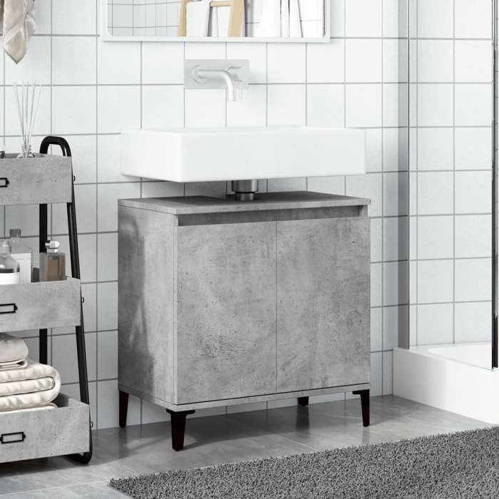 VidaXL Concrete Grey Sink Cabinet 58x33x60 Cm Engineered Wood, Bathroom Vanity Unit, Bathroom Cabinet, 857116