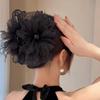 Siya Black Feathered Mesh Hair Clip: Handmade, Non-Metallic, Volume-Enhancing Bow Style