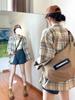 Women's Petite Yellow Plaid Long-Sleeve Shirt Jacket - American Style, Loose Fit for Spring & Autumn