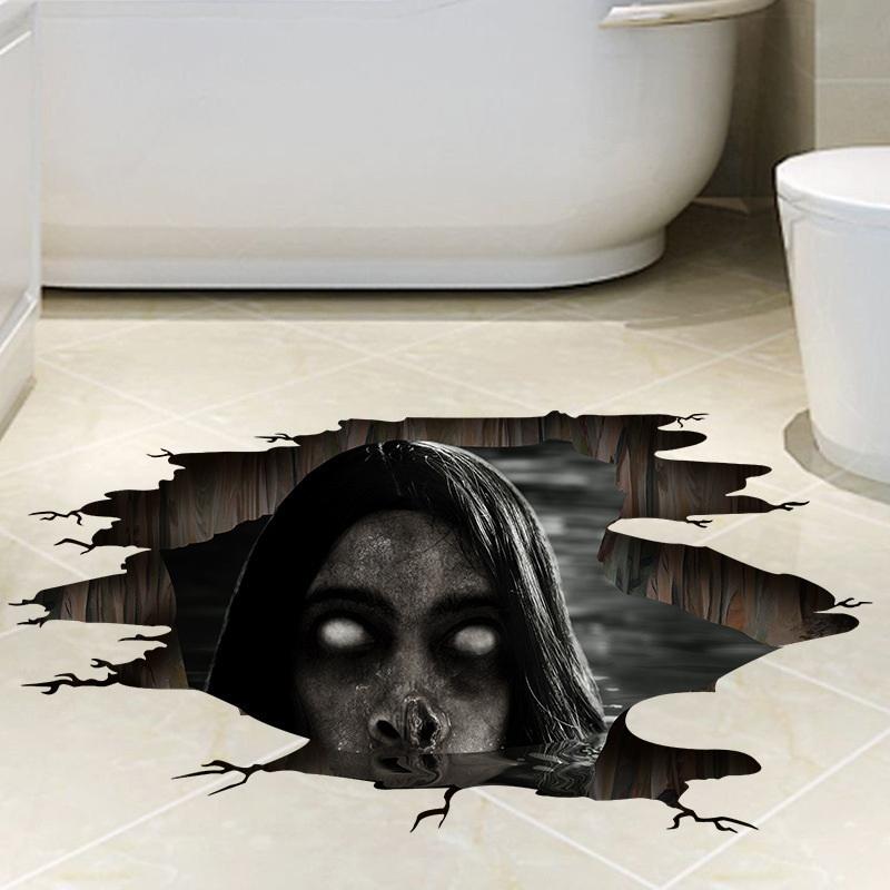 3D Floor Wall Stickers Scary Ghost Halloween Removable Interior Decoration Scary Atmosphere Bar Party Spooky Decoration Props