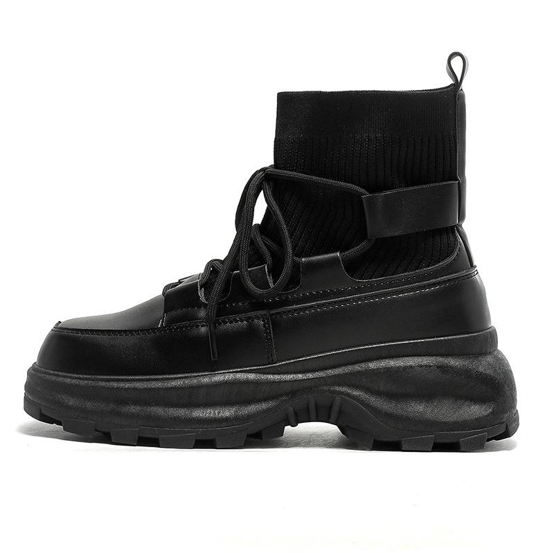 Thick-soled Martin Boots, Socks, Tooling Boots, Casual Trendy Shoes, Niche Design, British Style High-top Men's Shoes In Spring and Autumn