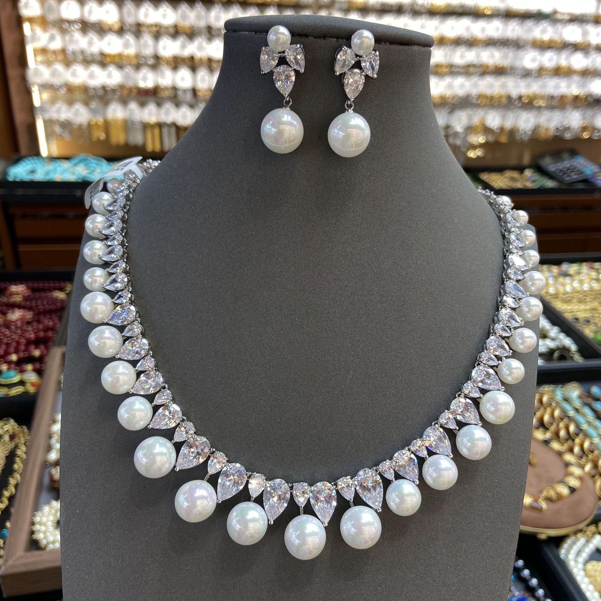 

Accessories Zircon Earrings Necklace Set High-End Dinner Luxury Bridal Wedding Jewelry