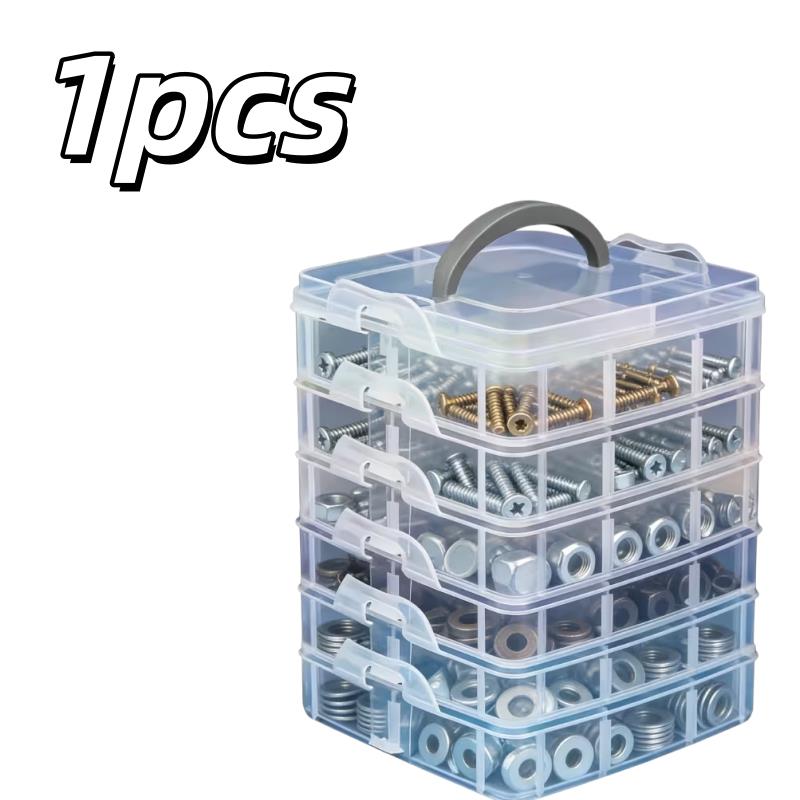 

6-Layer Transparent Storage Box – 36 Compartments, Lid & Handle, for Screws, Nuts, Tool Organizer