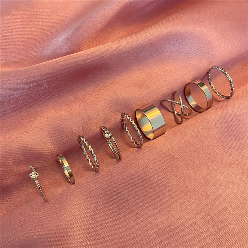 Punk Snake Gothic Silver Color Finger Ring Set 6PCS For Women  Heart Butterfly Wing Angel Wings Cupid Charms Rings Jewelry