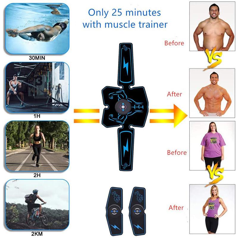Abdominal Muscle Stimulator EMS Electric USB Rechargeable Abdominal Vibrating Belt ABS Muscular Trainer Slim Fitness Equipment