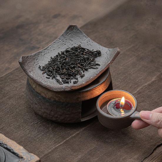 Ceramic Tea Warmer Candle Heating Stove with Pot Holder Aromatherapy Diffuser for Tea Warming Scent Release Home Office Meditation Decor