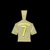 Cristiano Ronaldo Rhinestone Jersey Pendant Gold-Plated Cuban Necklace