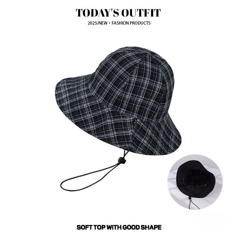 

Ретро клетчатая двусторонняя шляпа рыбака в японском стиле, новая модная уличная шляпа от солнца с широкими полями, защита от солнца, шляпа-панама, трендовая