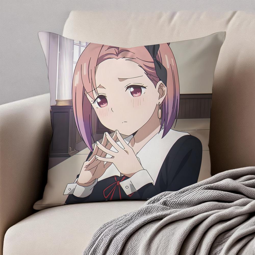 Cute Romance Anime KKaguyasama Love Is War Cushion Cover Pillowcase Antidustmite Invisible Zipper Short Plush Sofa Cushion 30X30cm