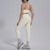 Double-sided nylon solid color cross beauty back tight nude sportswear set running fitness yoga suit set