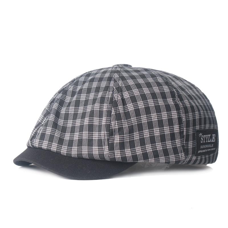 Bavlněný baret Pánská malířská čepice Newsboy čepice Klobouk Rybí kost Osmihranný klobouk