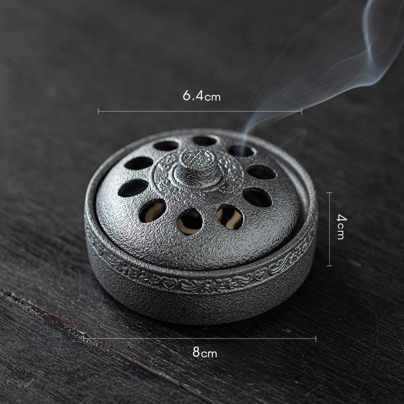 

Ceramic Retro Incense Burner Zen Hollowed-out Censer Lid Temple Worship Buddha Household Indoor Tabletop Decoration Supplies