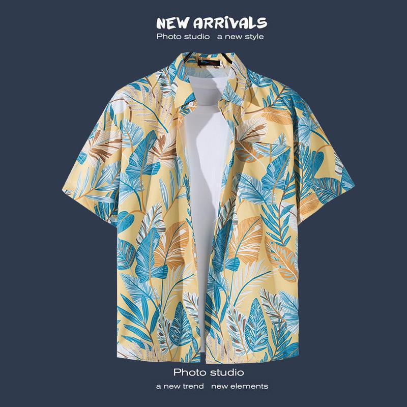 Hot-selling Couple Flower Shirt South East Asia Style Hawaiian Beach Wear Loose Casual Jacket Spot