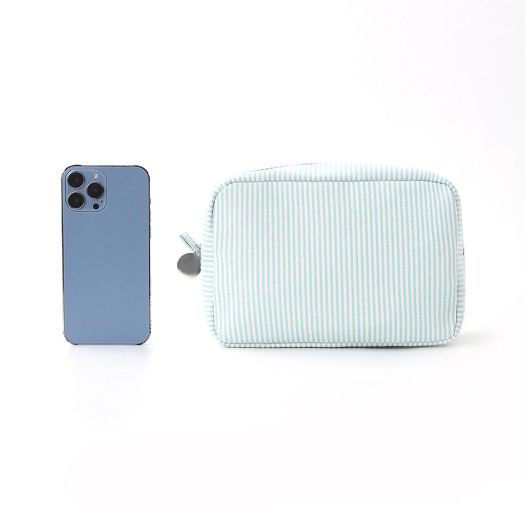 Stripe Makeup Bag Aesthetic Cosmetic Bag Portable Toiletry Bag Cosmetic Brush Case Zippers Bag Wash Bag Toiletry Bag